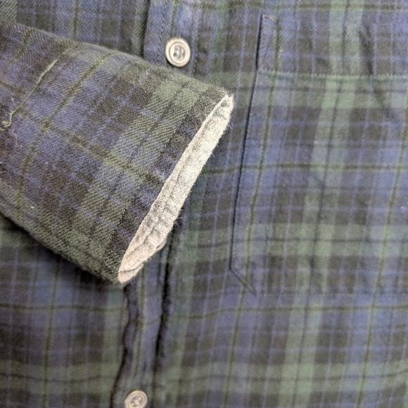 Eddie Bauer Green Blue Plaid Flannel Button-up Shirt Mens Medium - Picture 6 of 9